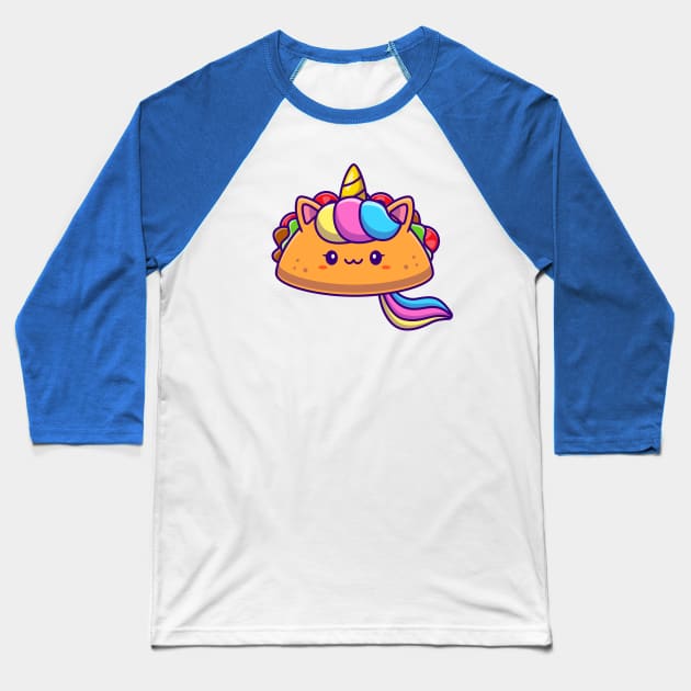 Cute Unicorn Taco Baseball T-Shirt by Catalyst Labs